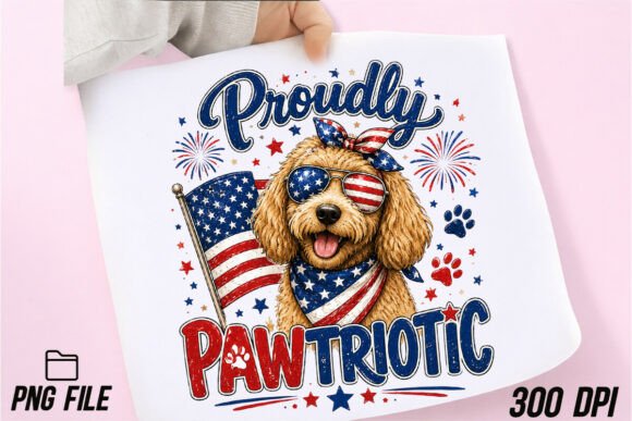 Download 4th of July Golden Doodle PNG, Patriotic - Old Collection