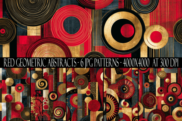 Download Red and Gold Geometric Abstract Patterns - Pattern Collection